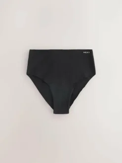 Next High Waist High Leg Cotton Rich No VPL Knickers 3 Pack Cream/Pink/Black