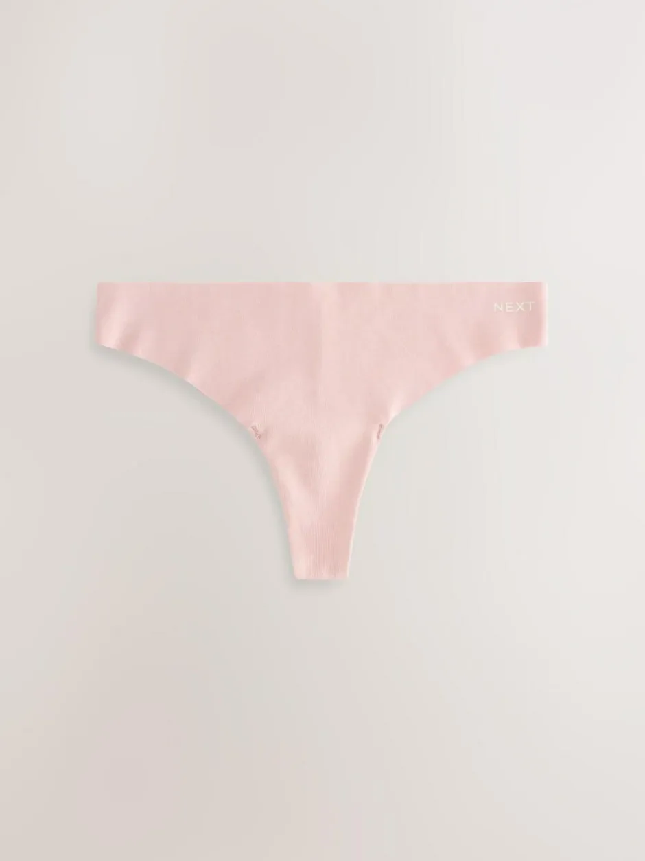 Next Thong Cotton Rich No VPL Knickers 3 Pack Cream/Pink/Black Online
