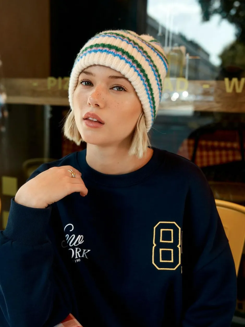 Next Cream/Pink/Green Knitted Beanie Hat Hot