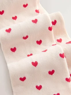 Next Cream/Red Cotton Rich Heart Tights New