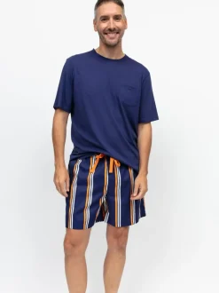 Cyberjammies Blue Jersey Top & Printed Stripe Shorts Set
