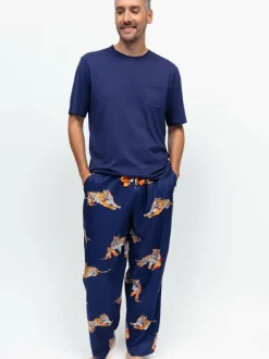 Cyberjammies Blue Jersey Top & Tiger Print Pyjamas Set Hot