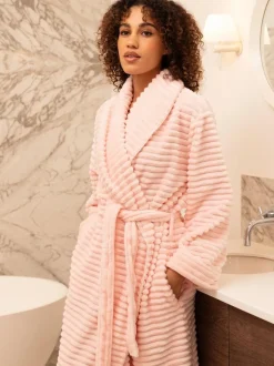 Cyberjammies Striped Sealskin Fleecy Dressing Gown Pink