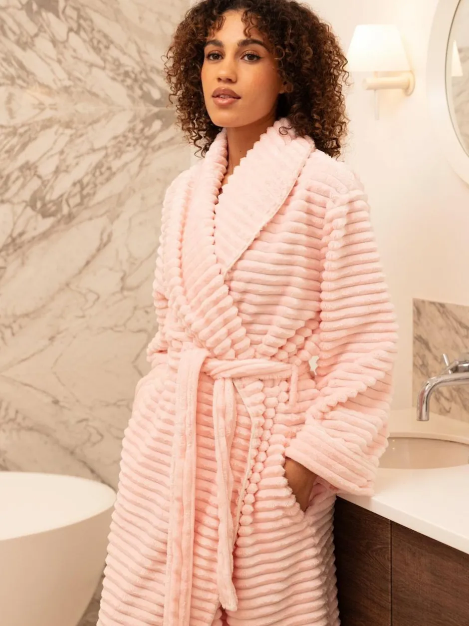 Cyberjammies Striped Sealskin Fleecy Dressing Gown Pink