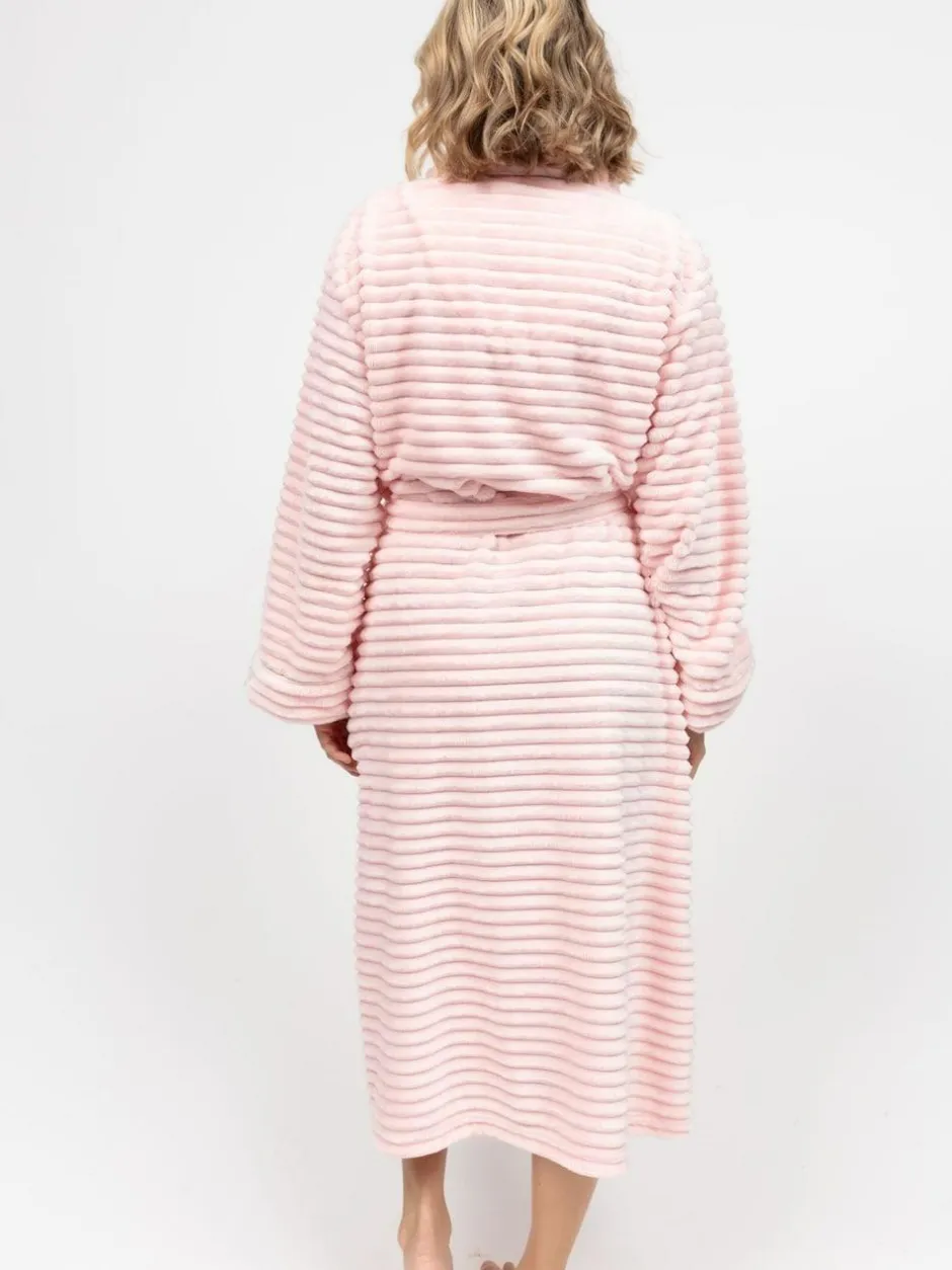 Cyberjammies Striped Sealskin Fleecy Dressing Gown Pink