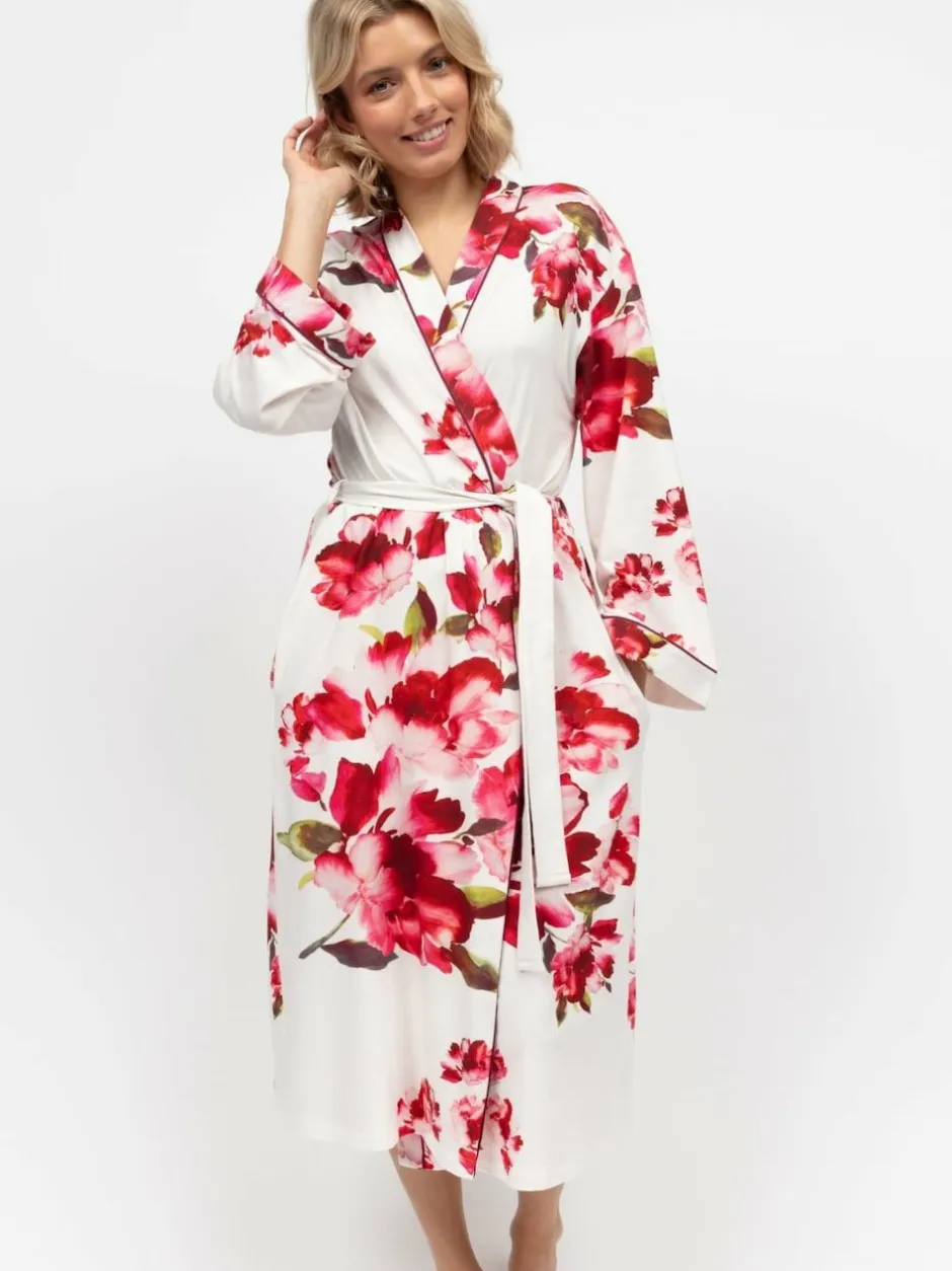 Cyberjammies Red Long Printed Jersey Dressing Gown New
