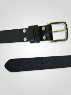 D555 Gavin Hand Crafted Real Leather Hide Belt 3.7 Cm Width Black