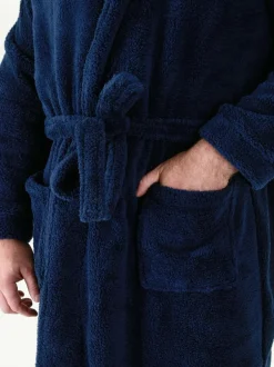 D555 Newquay 1 Supersoft Dressing Gown With Hood Blue Clearance