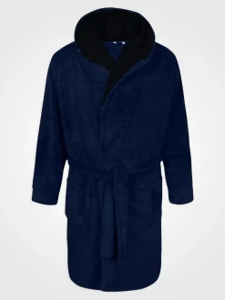 D555 Newquay 1 Supersoft Dressing Gown With Hood Blue Clearance