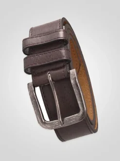 D555 Brown ARCHIE Antique Buckle Faux Leather Jeans Belt 3.9cm Width Sale
