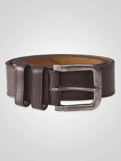D555 Brown ARCHIE Antique Buckle Faux Leather Jeans Belt 3.9cm Width Sale