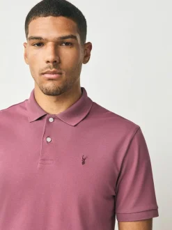 Next Damson Pink Regular Fit Short Sleeve Pique Polo Shirt Sale