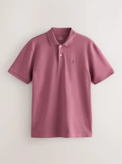 Next Damson Pink Regular Fit Short Sleeve Pique Polo Shirt Sale