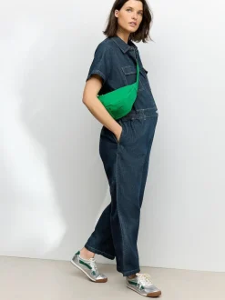 Next Dark Blue 100% Cotton Maternity Denim Boilersuit