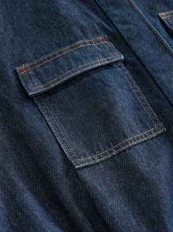 Next Dark Blue 100% Cotton Maternity Denim Boilersuit