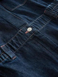Next Dark Blue 100% Cotton Maternity Denim Boilersuit