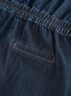 Next Dark Blue 100% Cotton Maternity Denim Boilersuit