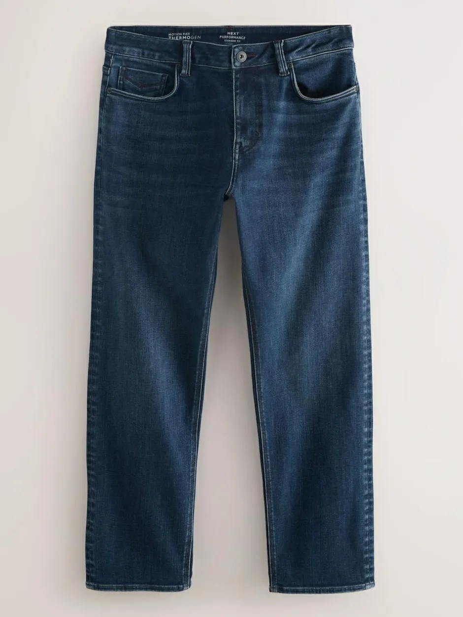 Next Dark Blue - ThermoGen Straight Fit Motionflex Jeans Hot