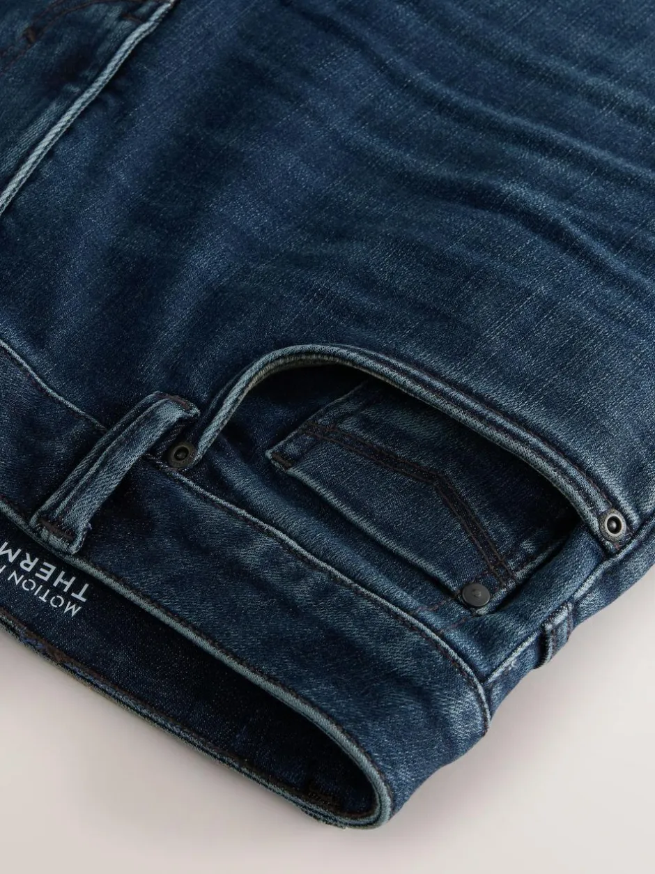 Next Dark Blue - ThermoGen Straight Fit Motionflex Jeans Hot