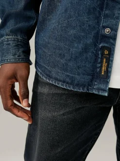 Next Denim Western 100% Cotton Long Sleeve Shirt Dark Blue Outlet