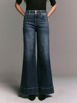 Next High Rise Stretch Wide Leg Jeans Dark Blue New