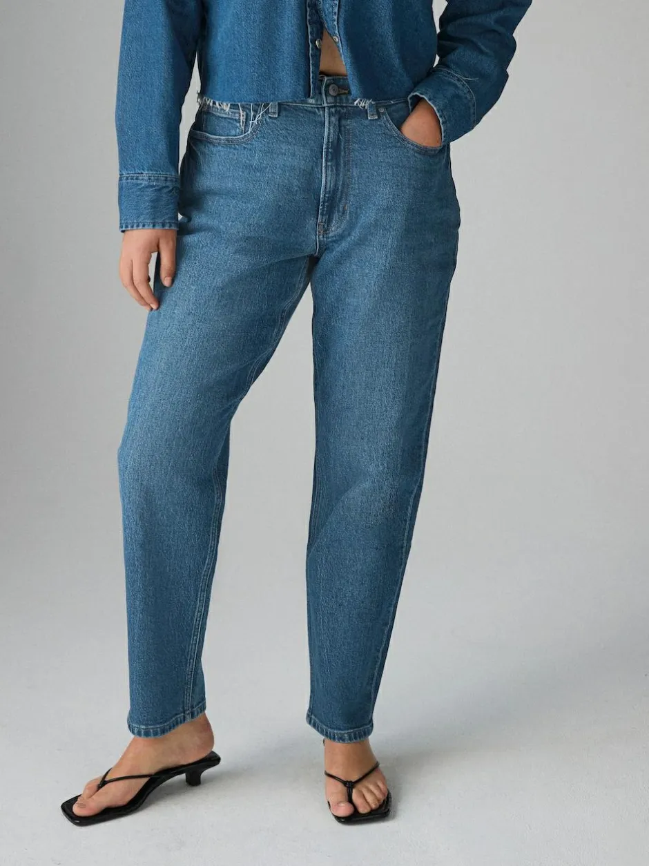 Next Hourglass Comfort Stretch Column Mom Jeans Dark Blue Clearance