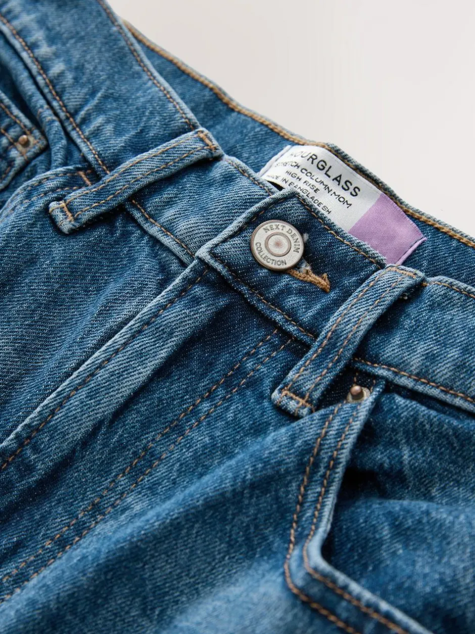 Next Hourglass Comfort Stretch Column Mom Jeans Dark Blue Clearance