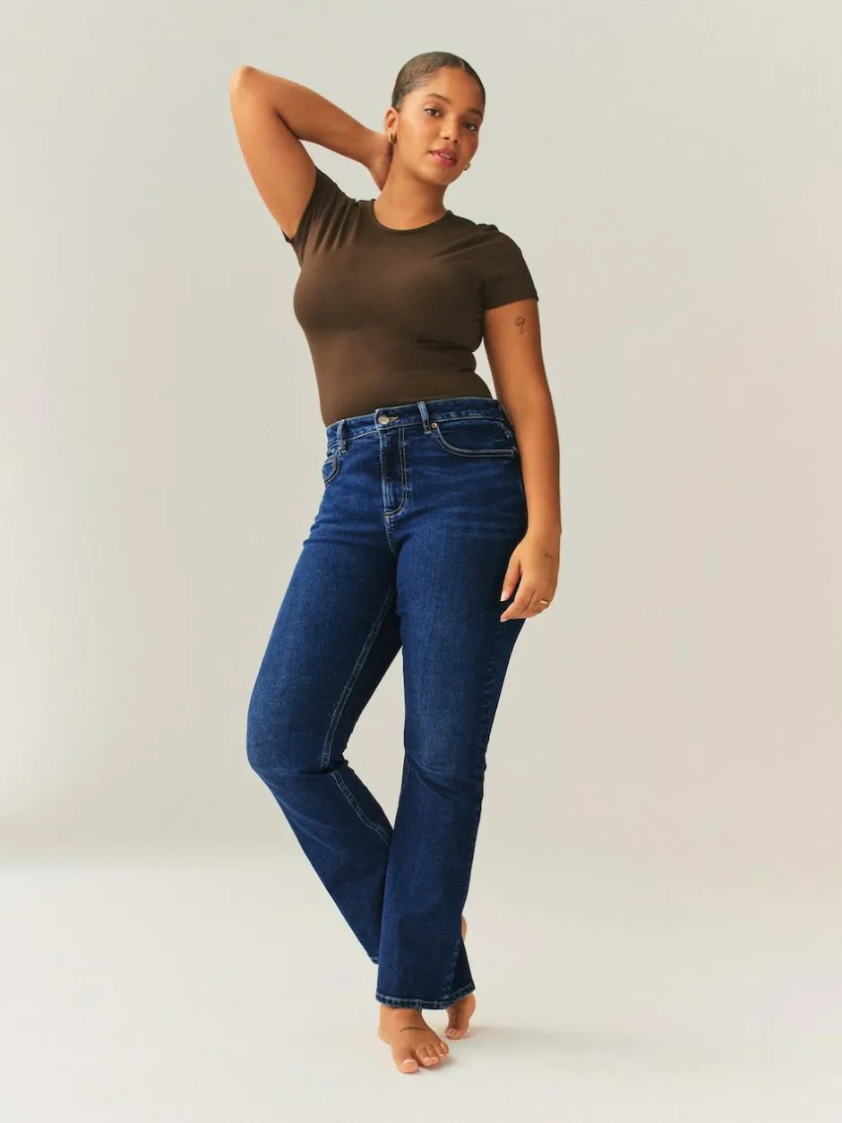 Next Dark Blue Hourglass Stretch Bootcut Denim Jeans New