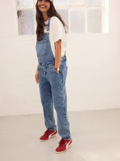 Next Dark Blue Maternity Denim Dungaree New