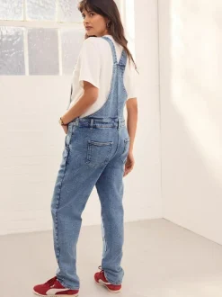 Next Dark Blue Maternity Denim Dungaree New