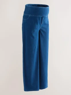 Next Dark Blue Maternity Wide Leg Denim Leggings Best