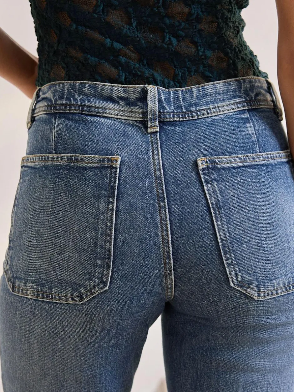 Next Patch Pocket Wide Leg Jeans Dark Blue