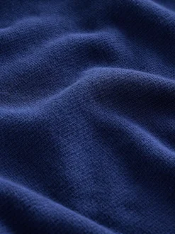 Next Dark Blue Plain N.Premium Regular Fit 100% Cotton Premium Quarter Zip Jumper Outlet