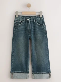 Next Dark Blue Turn Up Wide Leg Jeans (3-16yrs) Online