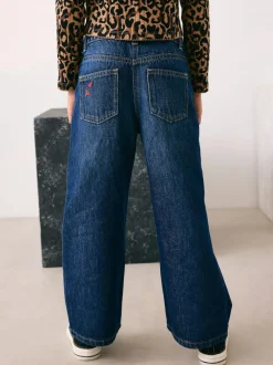 Next Dark Blue Wide Floral Print Embellished Jeans (3-16yrs)