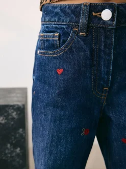 Next Dark Blue Wide Floral Print Embellished Jeans (3-16yrs)