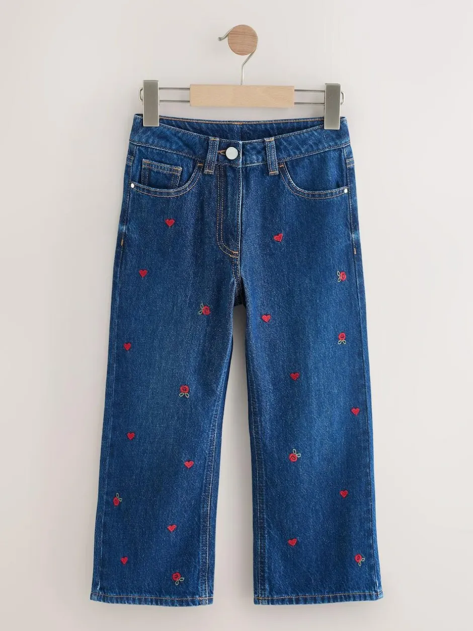 Next Dark Blue Wide Floral Print Embellished Jeans (3-16yrs)