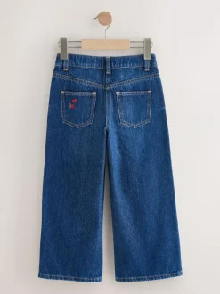 Next Dark Blue Wide Floral Print Embellished Jeans (3-16yrs)