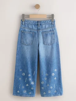 Next Dark Blue Wide Heatseal Embellished Jeans (3-16yrs) Hot