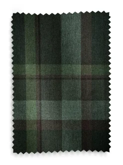 Next Dark Green Brushed Check Lined Eyelet Curtains Sale