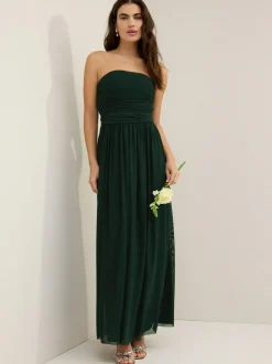 Next Dark Green Mesh Multiway Wedding Guest Bridesmaid Maxi Dress Hot