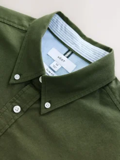 Next Dark Green Slim Fit Long Sleeve Oxford Shirt New