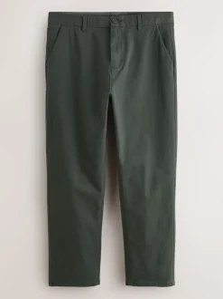 Next Dark Green Straight Fit Stretch Chinos Trousers