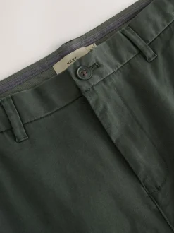 Next Dark Green Straight Fit Stretch Chinos Trousers