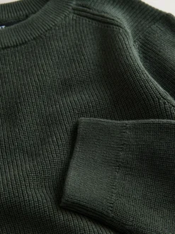 Next Dark Green Without Stag Cotton Crew Neck Knitted Jumper (3-16yrs) Discount