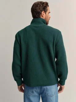 Next Zip Through Borg Fleece Dark Green Outlet