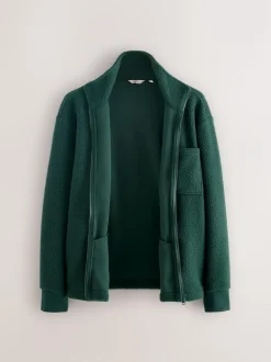 Next Zip Through Borg Fleece Dark Green Outlet