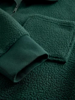 Next Zip Through Borg Fleece Dark Green Outlet