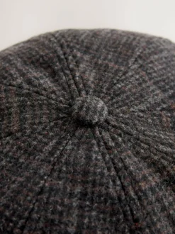 Next Baker Boy Hat Dark Grey Check Hot