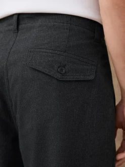 Next Regular Tapered Fit Heritage Cotton Rich Trousers Dark Grey Clearance